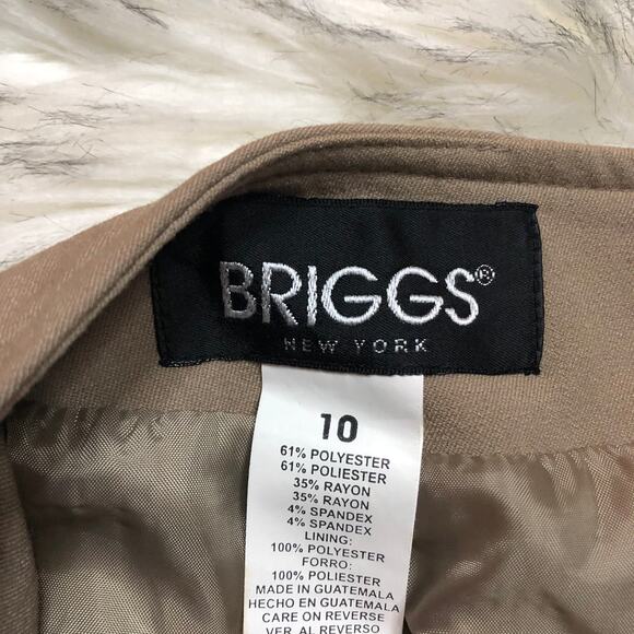 Vintage 90s Briggs New York Tan Pleated Back Hem Skirt - Picture 4 of 11